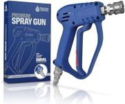 Essential Washer Short Pressure Gun with Stainless Steel Swivel - Stubby SS Plug & Quick Connect Power Compatible Foam Cannon Car Detailing Gun, Blue (EWSG-SS-SW)