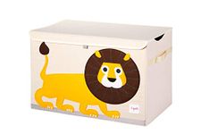 3 Sprouts Large Toy Chest - Sturdy Kids Collapsible Toy Box with Lid and Handles for Boys & Girls - Playroom Storage Organizer, Toy Bin, Coffre à Jouets, Lion