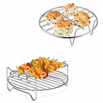 2Pack Air Fryer Rack Stainless Steel Double Layer Air Fryer Accessories Grilling Rack with 3 Skewers for Oven and Press Cooker, Barbecue, Roasting Oven for Most 5.3-5.8 QT Air Fryers Ovens - 7.8inch