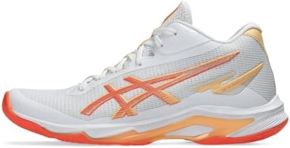 ASICS Women's Netburner Ballistic FlyteFoam Mid Top 4 Volleyball Shoes, 8, White/Vivid Coral