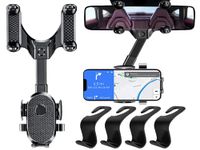 Anlising Multifunctional Mobile Phone Holder Rear View Mirror, Mobile Phone Holder Car, Car Rear View Mirror Mobile Phone Holder, 360 Degree Rotating and Retractable Car Phone Holder, Send 4 Car