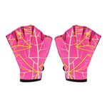 PATIKIL Webbed Swim Gloves, Swimming Aquatic Gloves Printing Water Resistance Training Accessories for Swimming and Diving, M, Rose Red