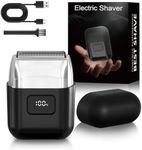 YOXSPD Electric Foil Shaver for Men - Mini Electric Razor for Face, 3 Floating Blades, LED Display, Dual Speed - IPX7 Waterproof, USB-C Fast Charging, 60-Min Runtime, Travel Lock (Gloss Black)