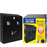 MARKSMAN Ash BIN Steel Ashtray LARGE Outdoor Pub, Club, Home, Office, Garden, Flat Cigarette Cigar Smoking Wall Mounted BLACK Lockable Heavy Duty With Keys UK FREE P&P