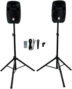 Rockville RPG102K 10" 400W Portable PA System, 2 Channel Mixer, Bluetooth, Includes Mic, Stands, Cables - Perfect for Live Performances, DJs, Karaoke