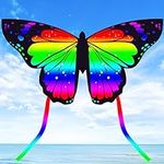 JEKOSEN Butterfly Huge Kite for Kids and Adults Easy to Fly Single Line String with Tail for Beach Trip Park Family Outdoor Games and Activities