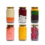 Ash & Roh® 1000 Gram Glass Jar with Air Tight Gold Lid for Kitchen Dried Masla Storage Jar,Honey Jar,Jar and Container,Spice Masala Jar,Glass,Visible Glass Jar for Kitchen Storage Set of (6)