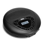 Portable CD Player with Rechargeable Battery - August SE10B - Dual Stereo Speakers, Anti-Skip Protection, Aux Out & MP3 Player, CD & MicroSD, for Home & Car Use - LED Display - Adults or Kids