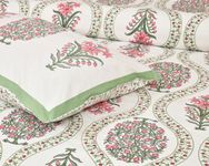 Urban Jaipur 100% Cotton Queen Size Bedsheet for Double Bed (90 x 108 Inches) | 210 TC Bed Sheet Double Bed Cotton | Floral Print (Green)