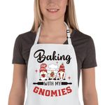 Gnome Apron, Baking with My Gnomies, Funny Christmas Baking Aprons, Cute Holiday Baking Gifts for Bakers, Gnome Kitchen Cooking Apron, White Elephant Gifts for Christmas Stocking Stuffers