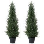 Laiwot 3FT Artificial Cedar Topiary Trees for Outdoors Potted Fake Cypress Trees Faux Evergreen Plants for Home Porch Decor Set of 2