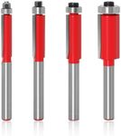 Yetaha 4 PCS Flush Trim Router Bits, 1/4 Inch Shank Top Bearing Flush Trim Router Bit, Carbide Tipped Flush Cut Router Bits, Cut Dia 1/4", 5/16", 3/8", 1/2"