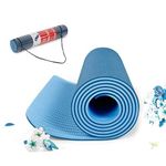 ArrowMax Tpe Yoga Mat 8mm Non Slip, Eco Friendly Fitness Exercise Mat With Carrying Strap,Pro Yoga Mats For Men & Women,Workout Mats For Home, Pilates And Floor Exercises (Blue)