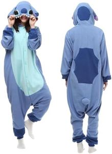 URRCFIO Adult Onesie Animal Pajamas Halloween Cosplay Costumes Party Wear Blue M