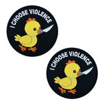 Zcketo 2 PCS I Choose Violence Patch Funny Meme Chicken with Knife Hook & Loop Embroidered Applique Patch for Bags Caps Backpack Uniform Vest Clothes Tactical Travel or Collect