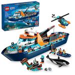 LEGO City Arctic Explorer Ship 60368 Building Toy Set, Fun Toy Gift for 7 Year Old Boys and Girls, with a Floatable Boat, Helicopter, Dinghy, ROV Sub, Viking Shipwreck, 7 Minifigures and an Orca