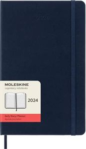 Moleskine 2024 Daily Planner, 12M, Large, Sapphire Blue, Hard Cover (5 x 8.25)