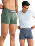 DAMENSCH Men's Deo-Cotton Deodorizing Trunks- Pack of 2- Marble Blue,Ivy Green- Large