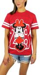 Disney Womens Mickey Mouse and Minnie Mouse Varsity Football Tee, 28 Red, Small