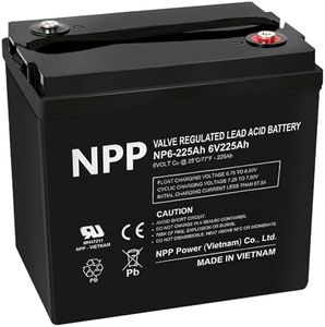 NPP NP6V-225Ah (T16) 6V 225Ah Deep Cycle AGM Battery Sealed Lead Acid Battery Perfect for Golf Cart, Solar Setup, Trolling Motor, RV, Marine, Wheelchair, Wind Energy