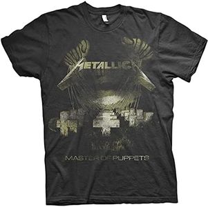 Metallica Master of Puppets Distressed_Men_bl_TS:2XL Camiseta, Negro (Black Black), XX-Large para Hombre