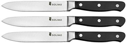 Amazon Brand - Solimo Premium High-Carbon Stainless Steel Utility Knife Set, 3-Pieces, Silver