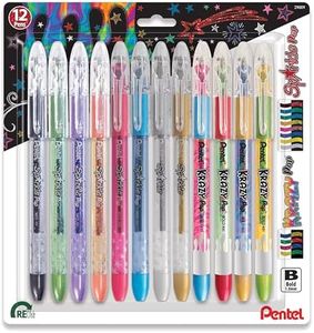 Pentel Sparkle and Krazy Pop, Metallic Gel Ink Pen, (1.0mm), Bold Line, Assorted Ink Colors, Pack of 8 (K91BP12M)