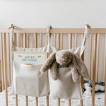 Hanging Storage Bag – Baby Cot Pocket Organiser, Nursery Solid Bedside Toys Hanging Storage Bag (Beige)