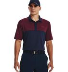 Under Armour Performance 3.0 Colorblock Mens Polo, Midnight Navy / Maroon, XXXXL