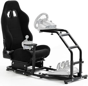 Marada Adjustable Racing Simulator Cockpit with Comfort Racing Seat Fit for Logitech/Thrustmaster G25 G27,G29 G920 G923 T80 T300RS TX F458 T500RS, Race Driving Sim Stand No Steering Wheel/Pedal