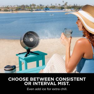 Shark FlexBreeze Pro Cordless Indoor & Outdoor Fan – Misting, 20m Reach, 24hr Runtime, Pedestal/Table, 5 Speeds, Remote, Charcoal Grey