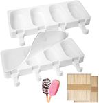 Ice Lolly Moulds, 8 Cavity Silicone Ice Cream Mould with 200 Sticks, BPA Free Cakesicle Moulds, Reusable Popsicle Mould for Kids Adults Dessert Chocolate DIY (Large)