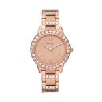 Fossil Women's Jesse Quartz Stainless Steel Three-Hand Watch, Color: Rose Gold Glitz (Model: ES3020)