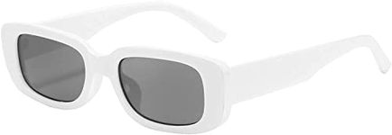 Awestuffs Rectangle Sunglasses for Women Vintage Trendy Fashion Sunglasses Narrow Square Frame UV Protection (White)