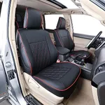EKR 4runner Seat Covers Full Set 7 Seats 2025 2026,Car Seat Cover for Toyota 4 Runner,Custom Car Seat Protector Waterproof,Leather Car Seat Cushion,Front Back Car Seat Covers(Black with Red Piping)