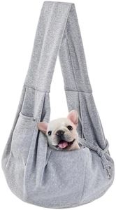 Dog Sling Carrier for Small Dogs - Dog Carrier Sling with Safety Harness, Hand Free Dog Carrier Sling with Storage Pocket for Travel, Outdoors for 3-13 lbs Pets (Grey)