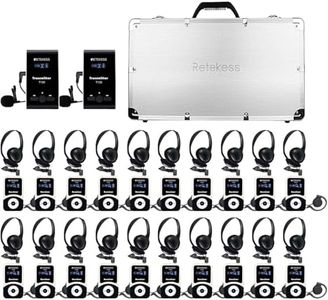Retekess T130 Tour Guide Headsets,Tour Guide System with Over Ear Headphone,Classic Style, Easy to Use, Assistive Listening Devices for Factory, School (2 TX 20 RX)
