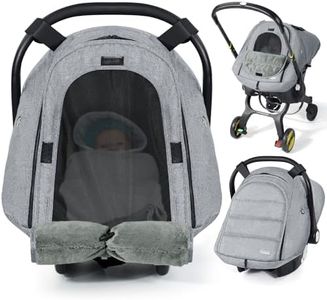 Orzbow Winter Car Seat Cover for Babies, Waterproof Carseat Canopy Cover with Peep Window of Breathable Mesh, Warm and Cozy Baby CarSeat & Carrier Covers for Cold Weather, Machine Washable, Light Grey
