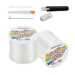 Elastic Bracelet String Cord Kit: 2 Rolls of 200m (0.5mm) Clear Beaded Stretch Cord with Tools - Perfect for Bracelet Making and DIY Jewelry Projects!