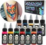 OPHIR 12x30ML/Bottle Airbrush Body Art Inks Pigment for Airbrushing Temporary Tattoo Airbrush Body Tattoo Colors