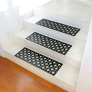 Rubber-Cal 10-104-000-6PK Stars Step Mat Rubber Stair Treads, Black, 10" x 29.75"