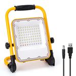 Aigostar 6500K Flood Light Rechargeable LED Work Light with Stand, 1000lm Waterproof Light for Garage, Work, Camping, Emergency, Foldable 4 Modes Mechanic Light Outdoor Work Site Lighting Tool