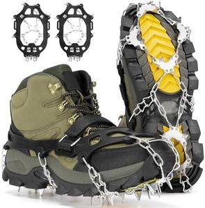 Tomaje 24 Spikes Crampons for Shoes, Anti Slip Ice Cleats for Shoes and Boots, Traction Ice Snow Grip with Stainless Steel Spikes and Silicone Men Women for Hiking, Walking, Climbing, Jogging,Fishing