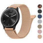 Metal Strap Compatible with Garmin Vivomove 3/Vivomove Luxe/Vivomove Style/Vivomove Sport/Vivomove Trend, 20mm Adjustable Stainless Steel Metal Strap for Garmin Vivomove 3 (Rose Gold)