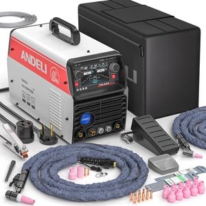 ANDELI AC/DC Aluminum TIG WELDER with Pulse 110V/220V Dual Voltage TIG Welding Machine with Foot Pedal, 205Amp Cold Welding Machine Large LCD Digital Display TIG-205 PRO