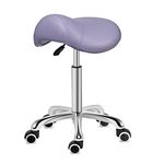 Kaleurrier Saddle Stool Rolling Swivel Height Adjustable with Wheels,Heavy Duty Stool,Ergonomic Stool Chair for Lab,Clinic,Dentist,Salon,Massage,Office and Home Kitchen (Purple, without Back)