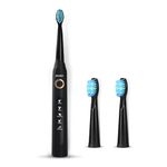 AGARO COSMIC Sonic Electric Toothbrush for Adults with 5 Modes, 3 Brush Heads & Rechargeable with 4 Hours Charge Lasting up to 25 Days, Power Toothbrush, (Black)