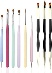 FULINJOY 6 PCS Nail Art Brushes Set with 3 PCS Nail Painting Brushes, Double Ended Brush and Dotting Tool Kit, Nail Art Design Tools