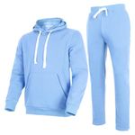 Nothinchan Men's Tracksuit 2 Piece Hoodie Sweat Athletic Sweatsuit Fleece Casual Running Jogging Sport Suit Sets, Light Blue, Medium