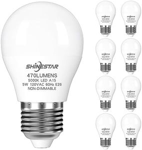 SHINESTAR 8-Pack Ceiling Fan Light Bulbs, 40 Watt Equivalent, Daylight 5000K, A15 LED Bulb with E26 Medium Base, Non-Dimmable